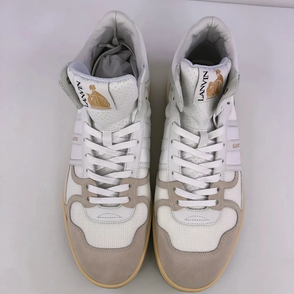 Lanvin Tennis High Top Clay Nash Sneakers Whlte 44 (US 11)